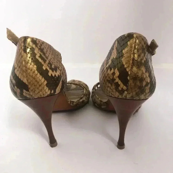 Stuart Weitzman y2k Snakeskin Python Print Stiletto Strappy Heel Pump Size 7.5 - Picture 6 of 16